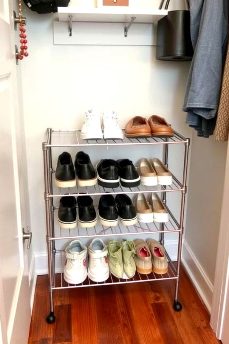 Implement a Shoe Rack or Organizer - 24 Hall Closet Organization Ideas