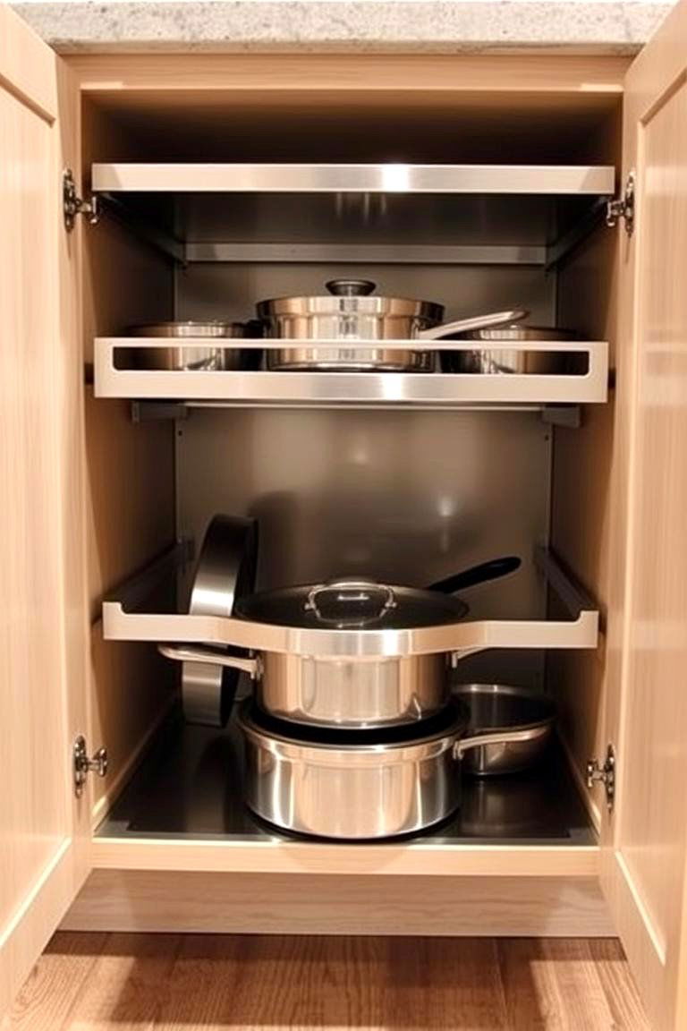 Implementing Pull Out Shelves - 24 Pots and Pans Storage Ideas