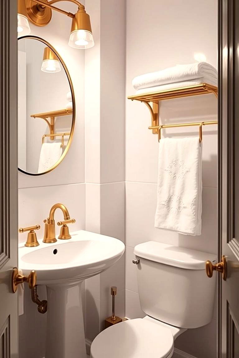 Incorporate A Pop of Metallic Accents - 24 Half Bathroom Ideas