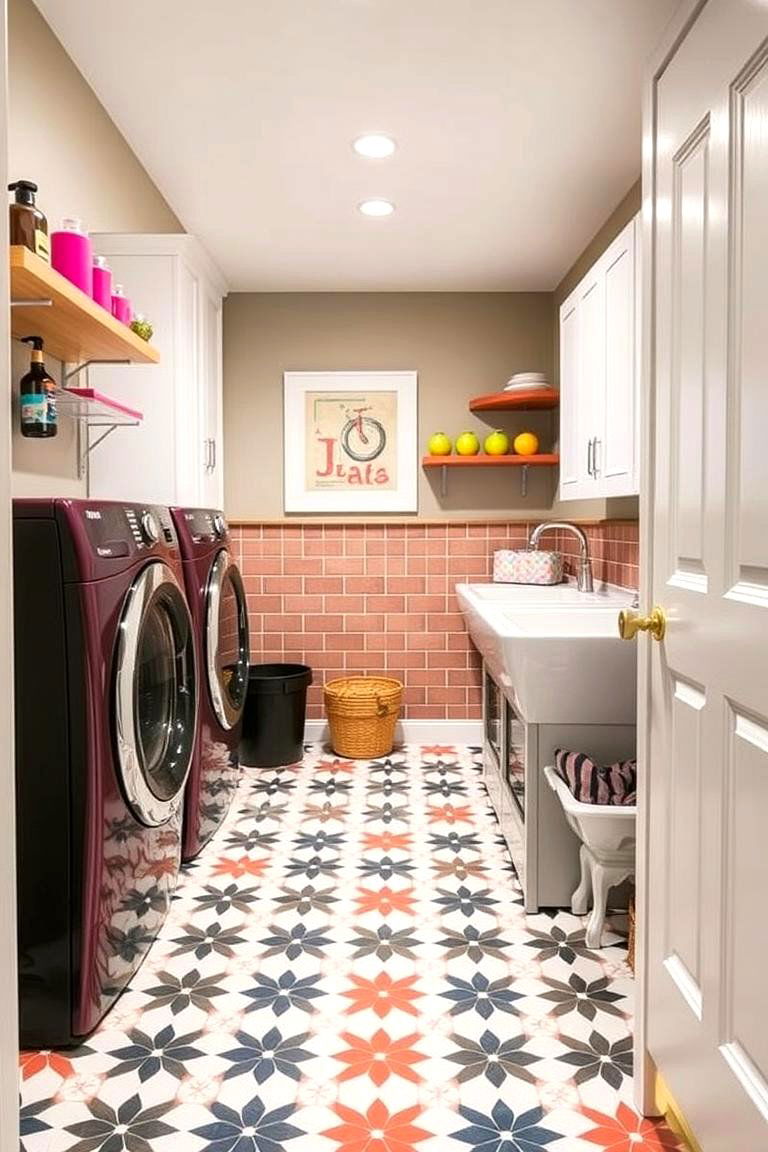 Incorporate Bold Patterns for Personality - 24 basement laundry room ideas