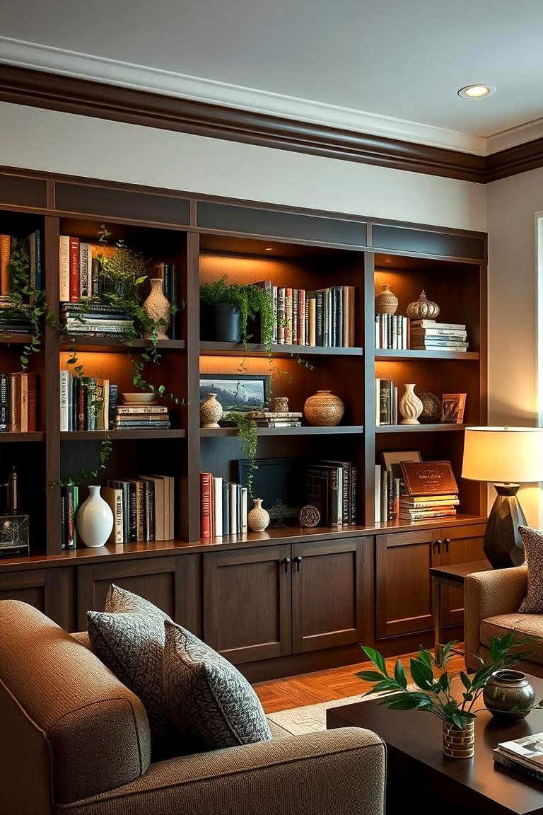 Incorporate Bookshelves - 24 Moody Boho Living Room Ideas