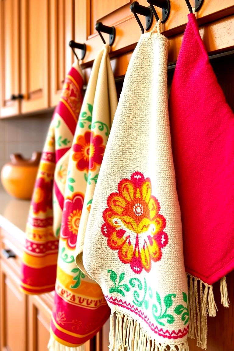 Incorporate Colorful Kitchen Linens - 24 Mexican Kitchen Ideas