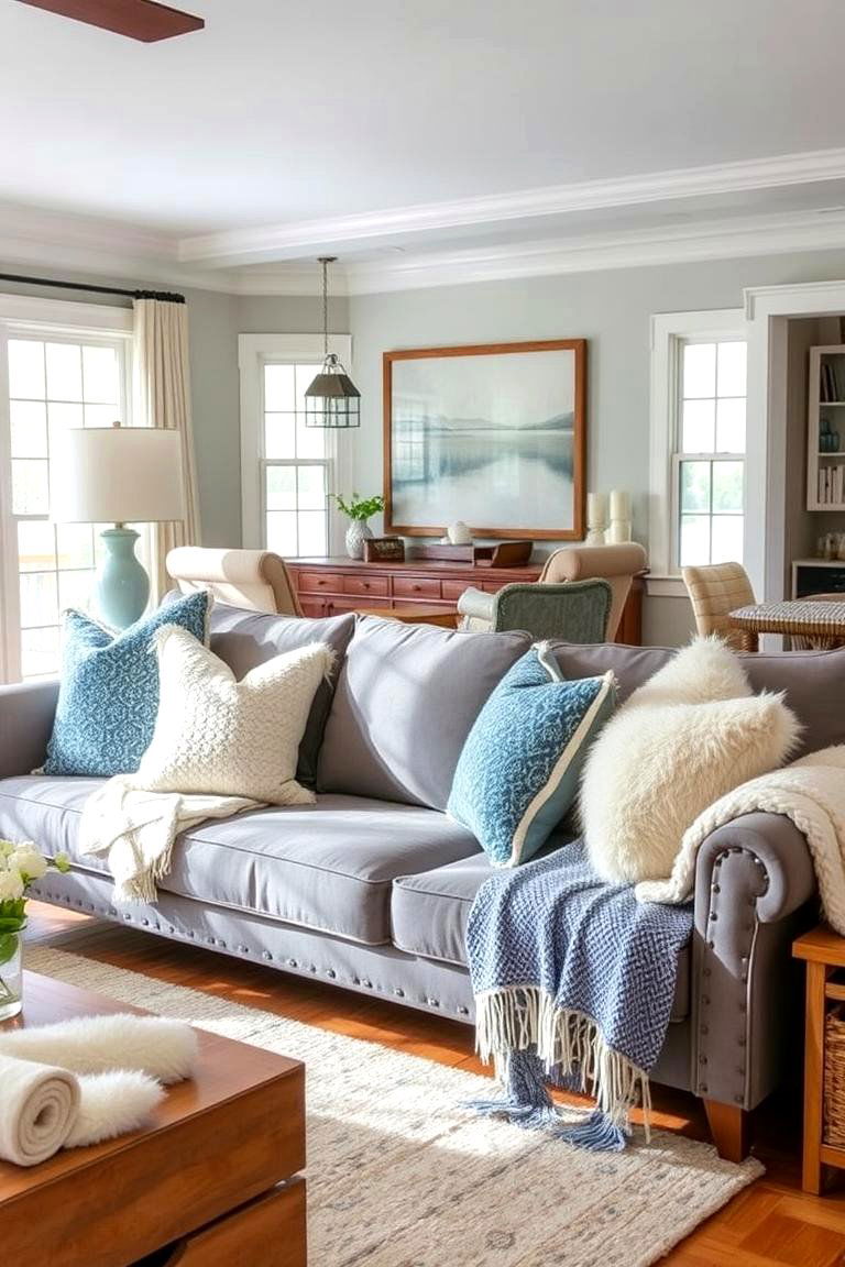 Incorporate Comfortable Throw Blankets and Pillows - 24 Lake House Decorating Ideas
