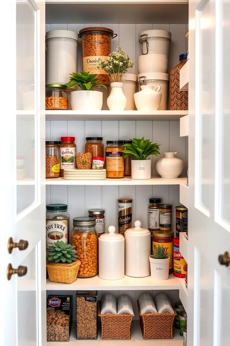 Incorporate Decorative Accents - 24 Open Pantry Ideas