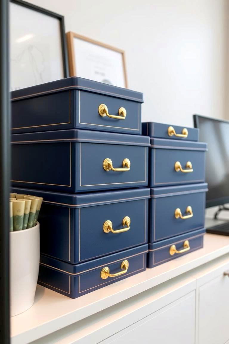 Incorporate Decorative Storage Boxes - 24 Office Storage Ideas