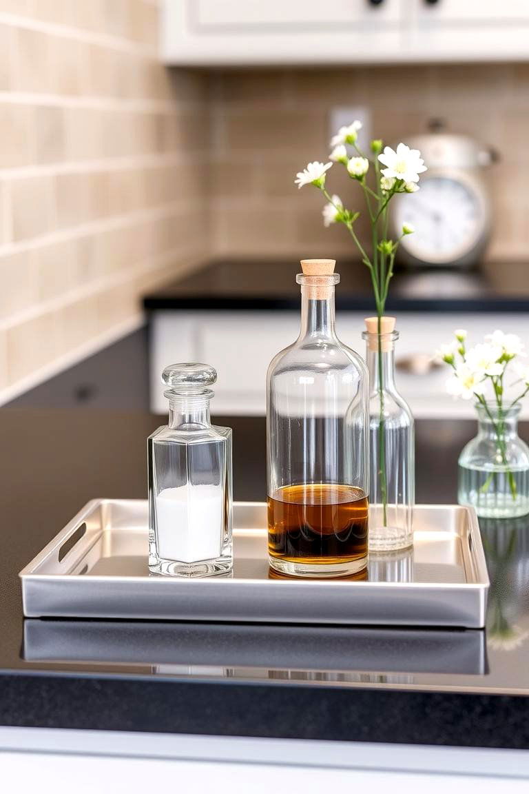 Incorporate Decorative Trays - 24 Kitchen Counter Decor Ideas