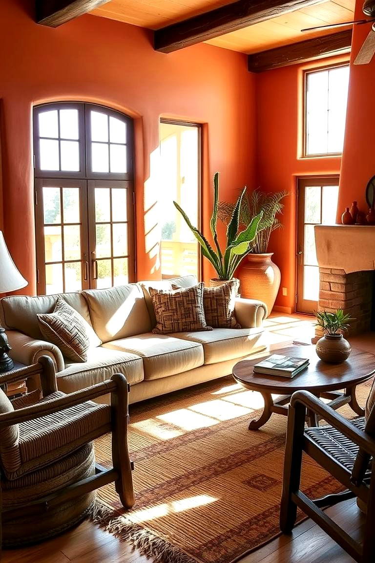 Incorporate Earthy Tones and Textures - 24 Southwestern Living Room Ideas