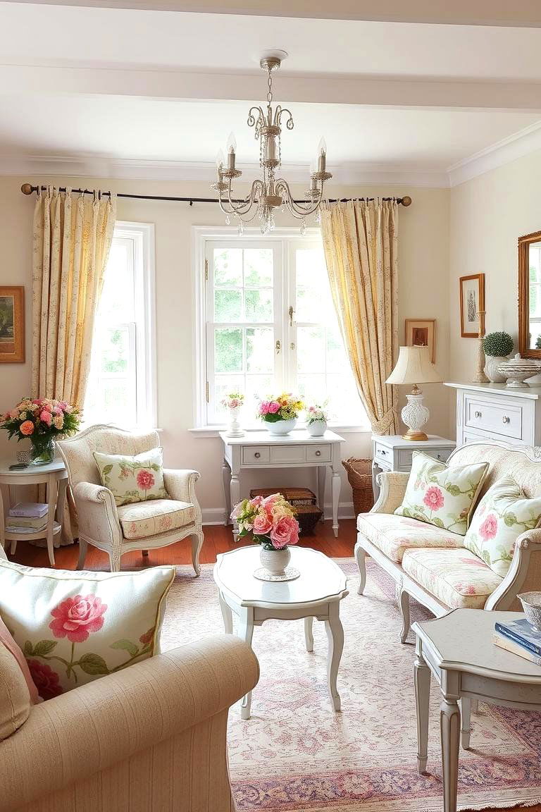 Incorporate Floral Prints for a Feminine Touch - 24 Cottage Living Room Ideas