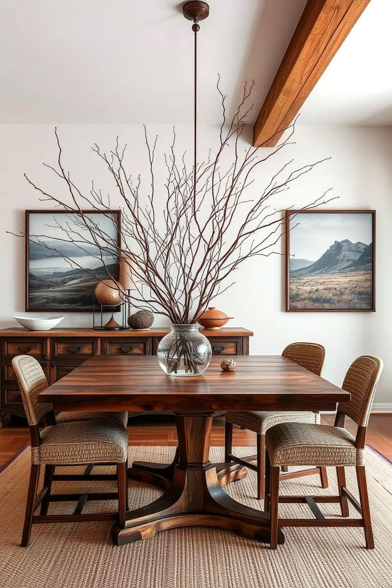 Incorporate Greenery and Natural Elements - 24 Rustic Dining Room Ideas