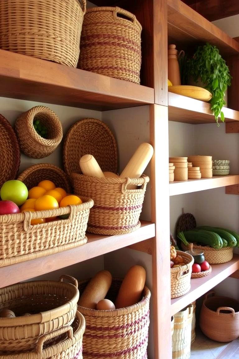 Incorporate Handwoven Baskets - 24 Mexican Kitchen Ideas