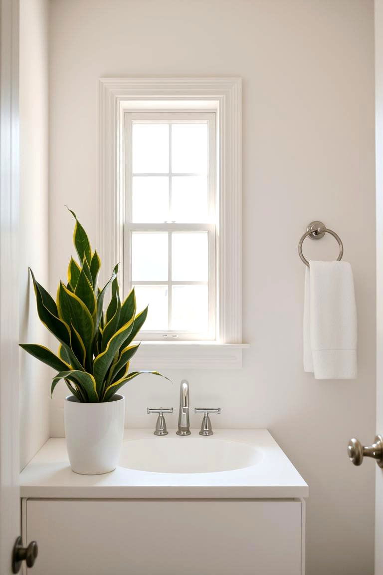 Incorporate Indoor Plants Low Light Varieties - 24 Windowless Bathroom Ideas