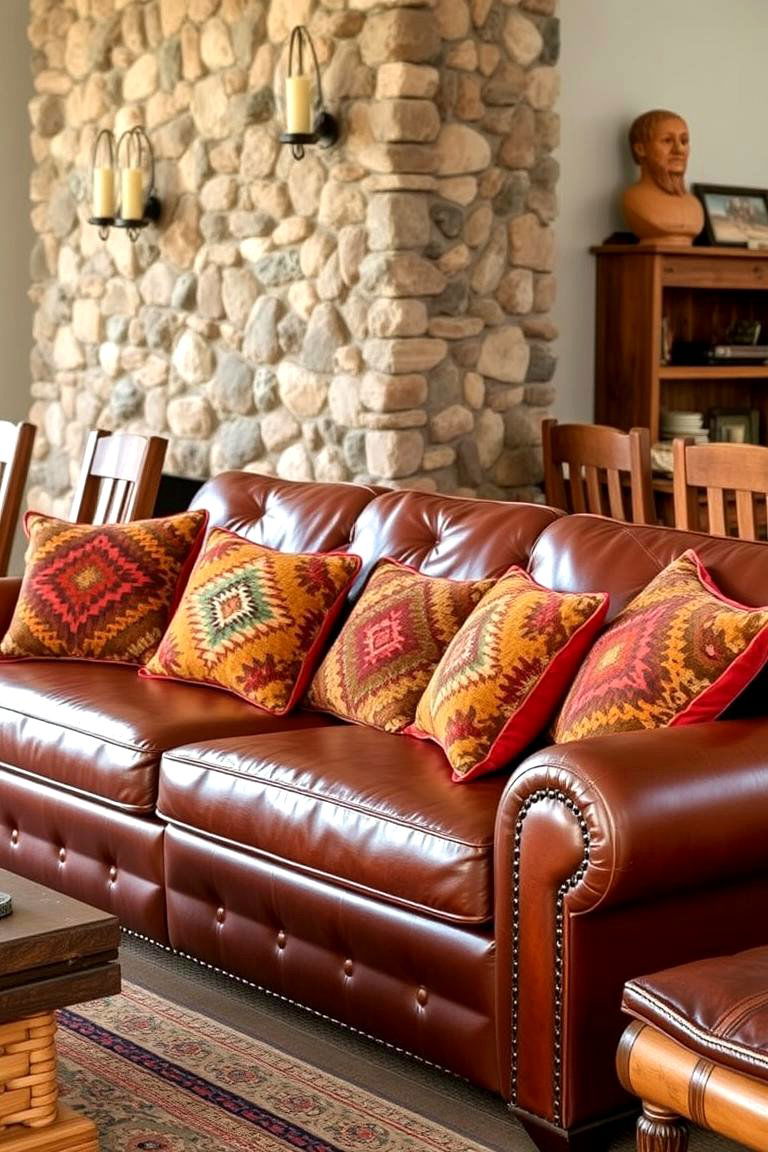 Incorporate Leather Furniture - 24 Southwestern Living Room Ideas