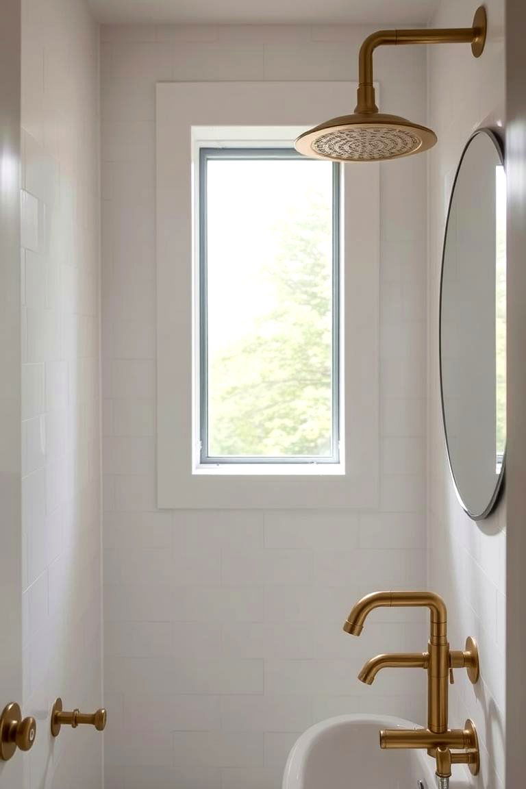 Incorporate Metallic Accents - 24 Windowless Bathroom Ideas