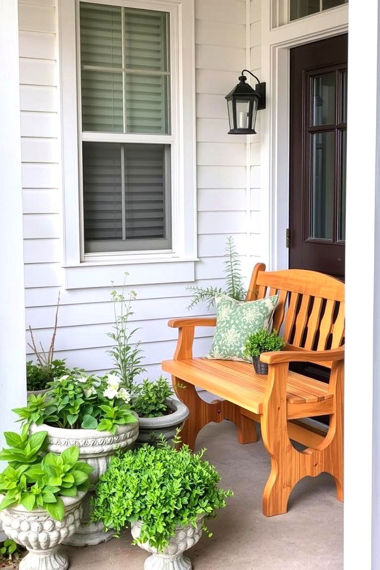 Incorporate Natural Elements Like Wood or Stone - 24 Small Front Porch Ideas