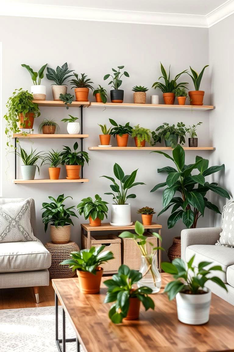 Incorporate Natural Elements with Sage Green Plants - 24 Grey and Sage Green Living Room Ideas