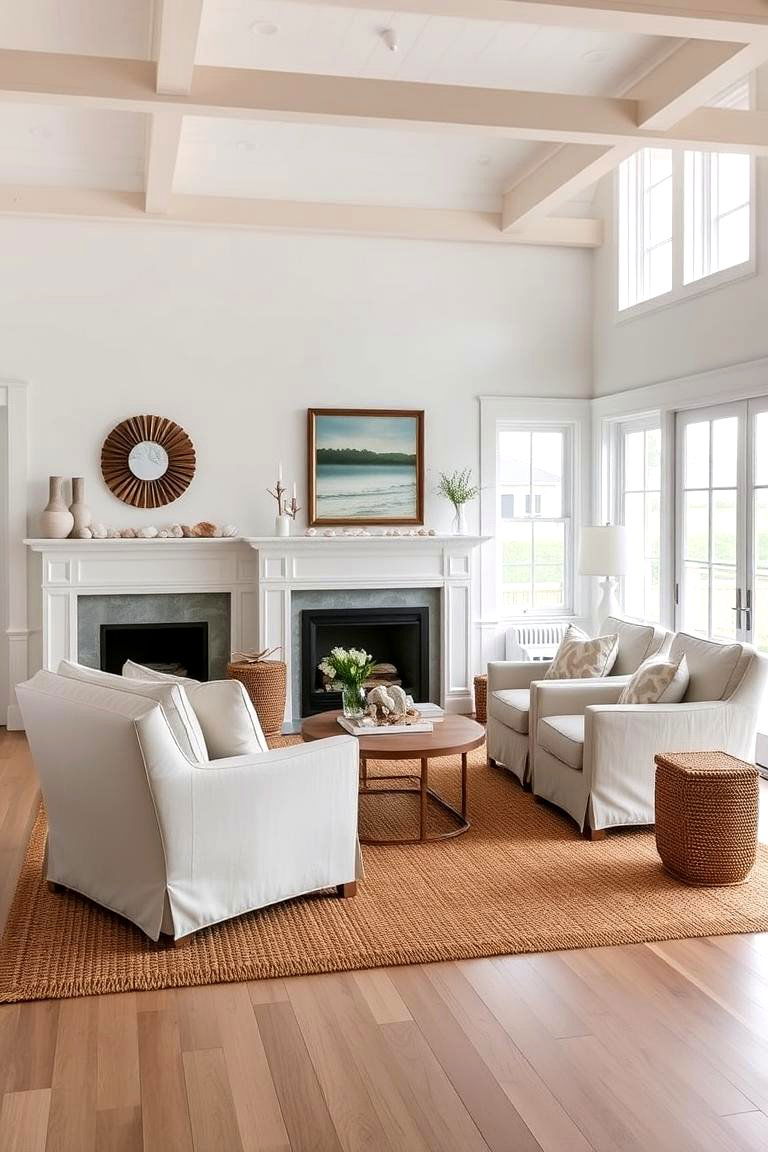 Incorporate Natural Textures for Warmth - 24 Hamptons Living Room Ideas
