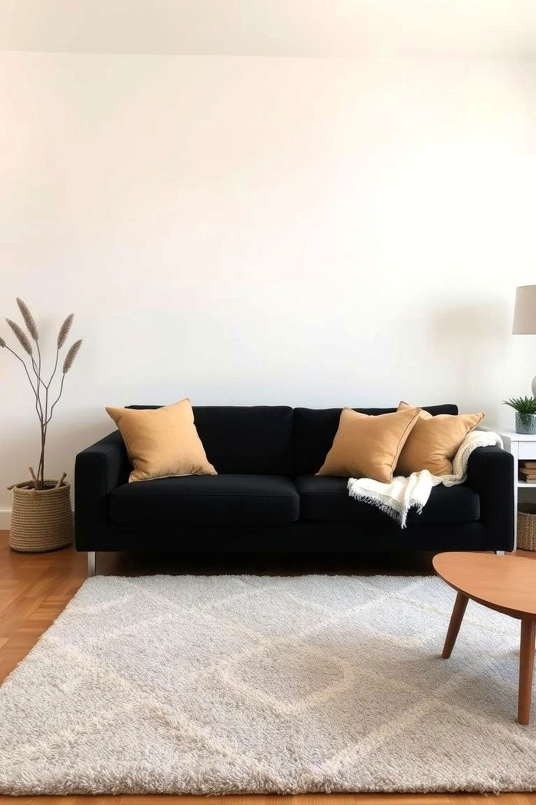Incorporate Neutral Decor for Balance - 24 Living Room Ideas With Black Couches
