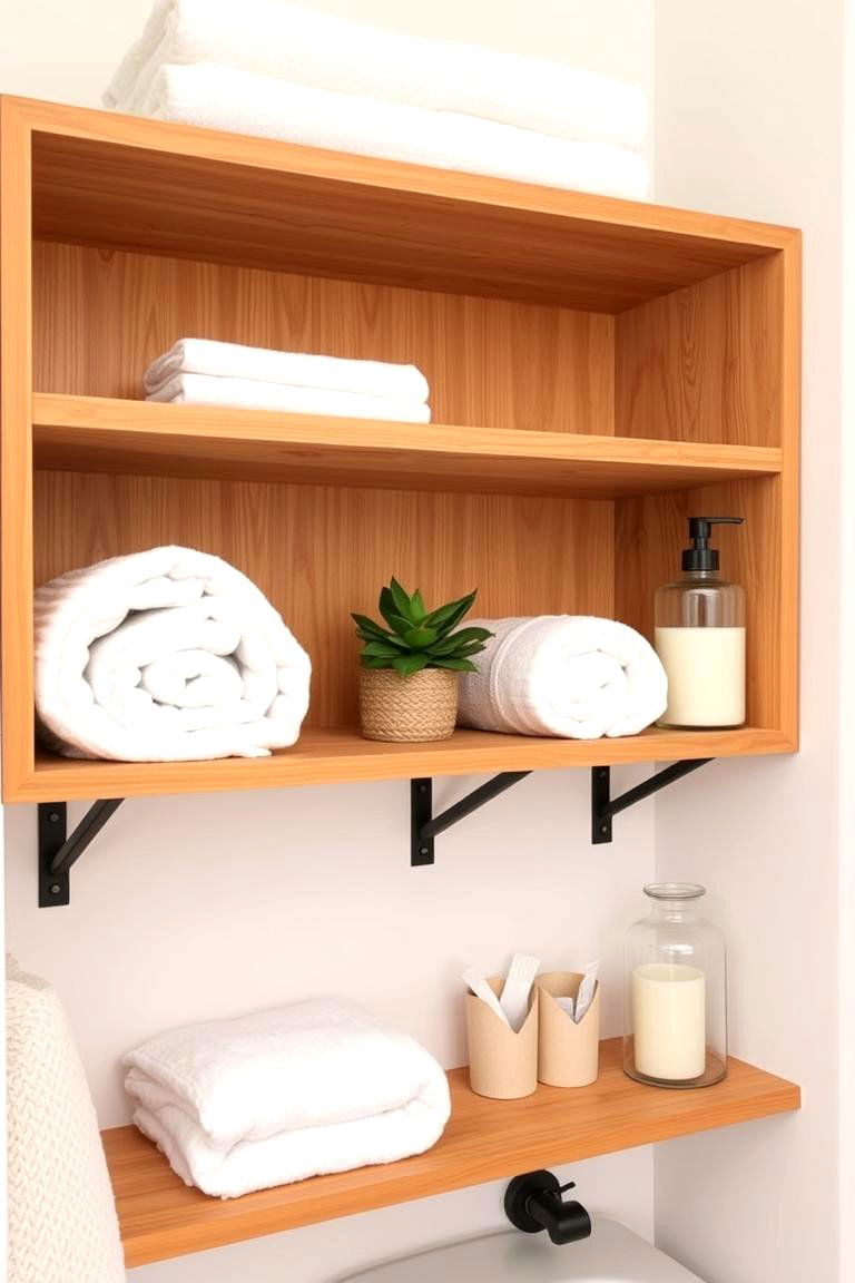 Incorporate Open Shelving for Display - 24 Scandinavian Bathroom Ideas