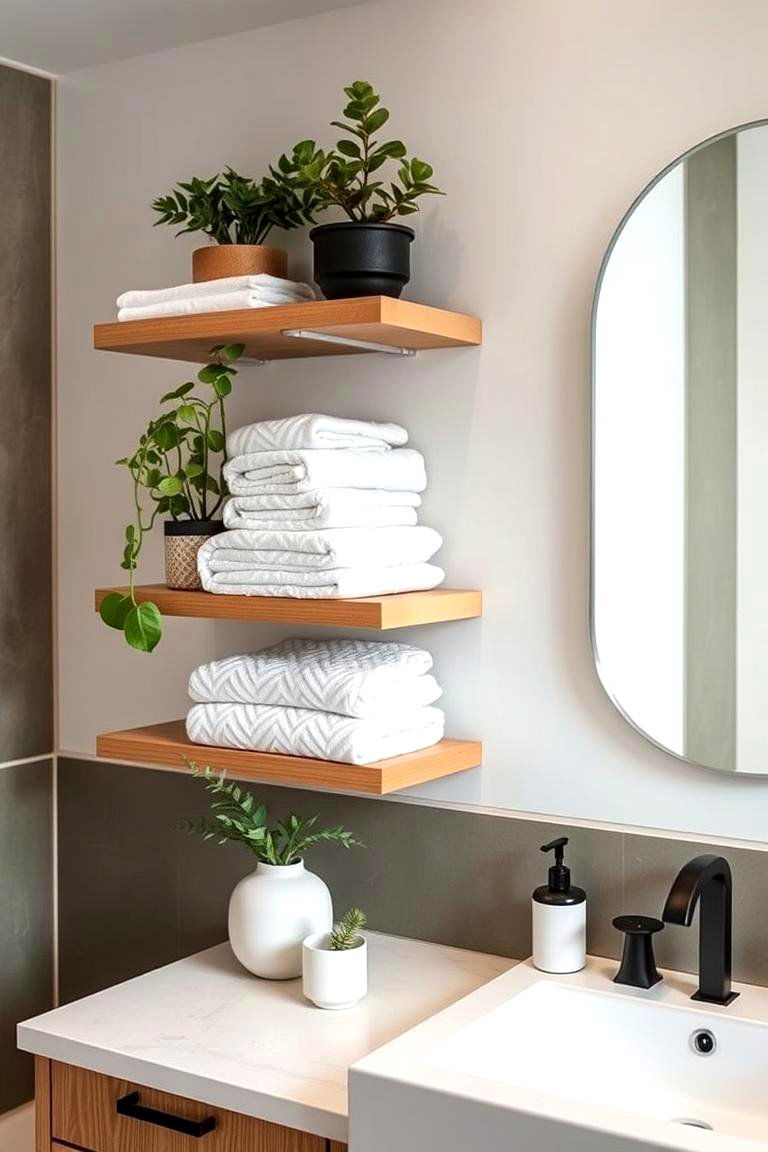 Incorporate Open Shelving - 24 Bathroom Decor Ideas