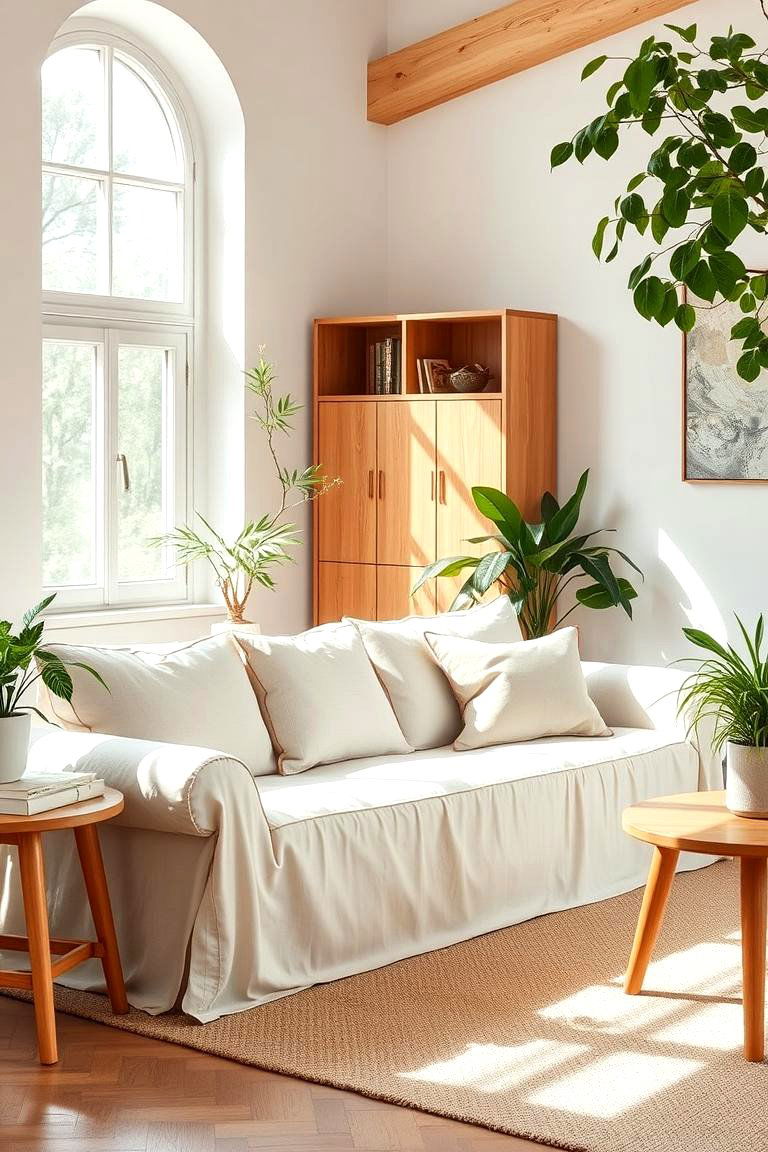 Incorporate Organic Cotton Upholstery - 24 Natural Living Room Ideas