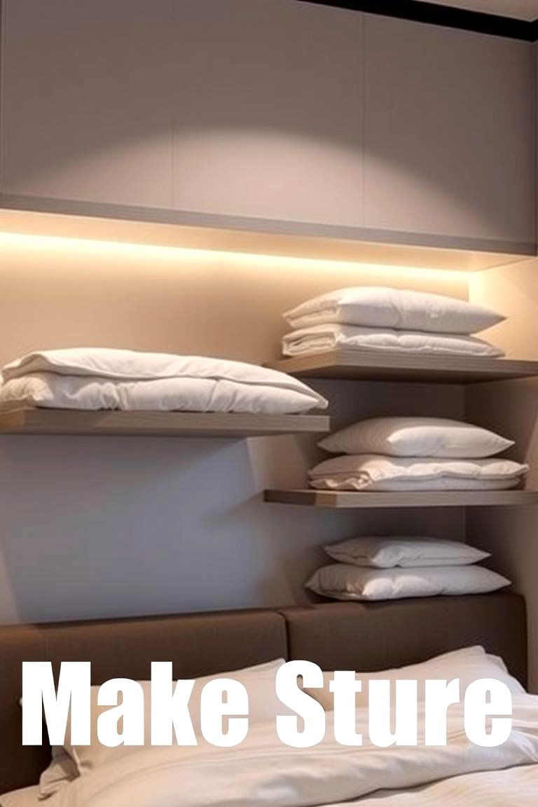 Incorporate Overhead Shelving - 24 Bedding Storage Ideas
