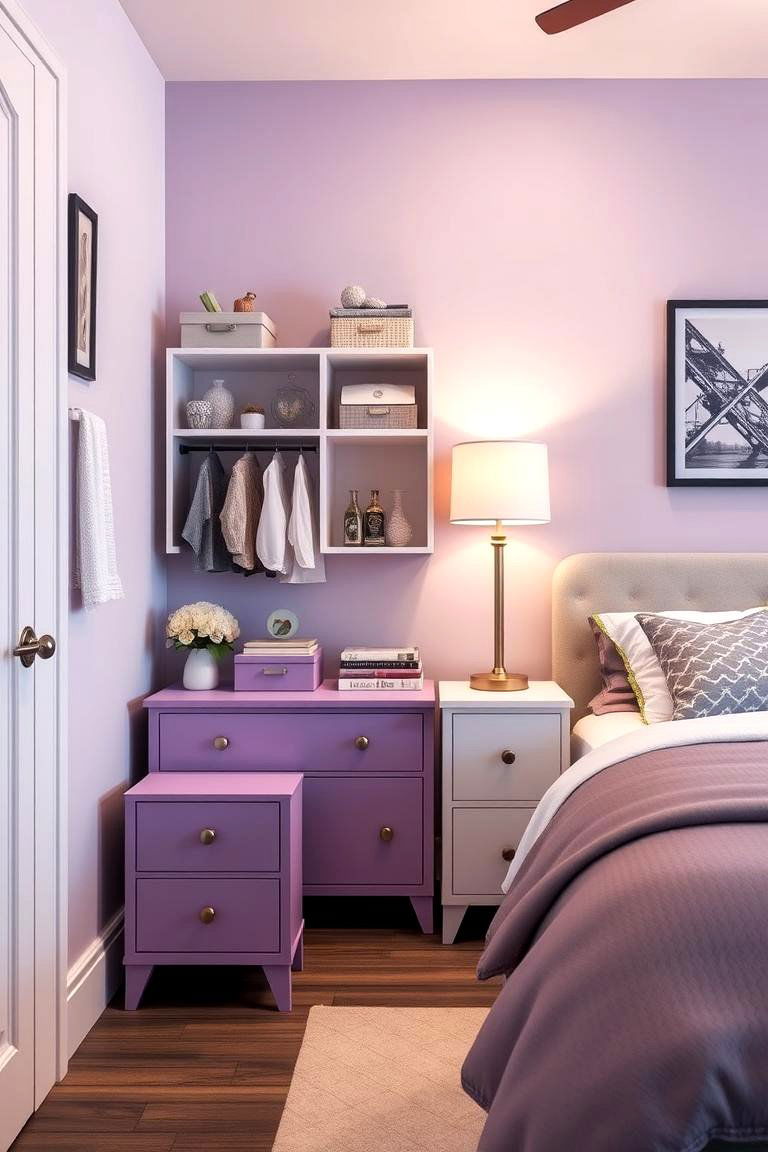 Incorporate Purple Storage Solutions - 24 Purple Bedroom Ideas