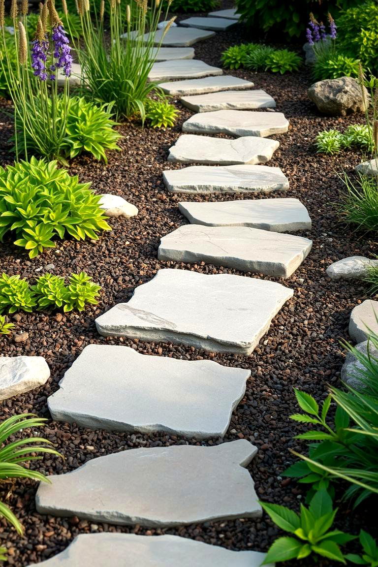 Incorporate Simple and Functional Stepping Stone Paths - 24 Low Maintenance Backyard Landscaping Ideas