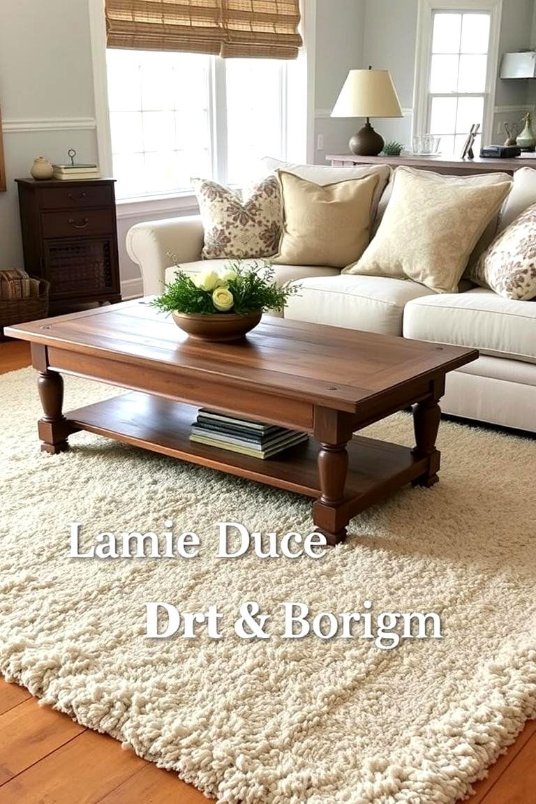 Incorporate Soft Neutral Rugs - 24 Cottage Living Room Ideas