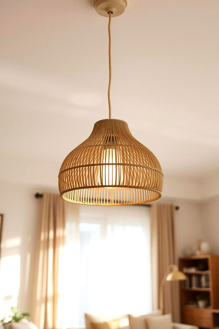 Incorporate Soft Organic Lighting - 24 Earthy Living Room Decor Ideas