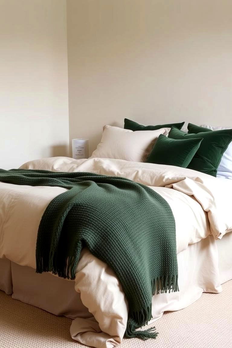Incorporate Textured Green and Beige Fabrics - 24 Green and Beige Bedroom Ideas