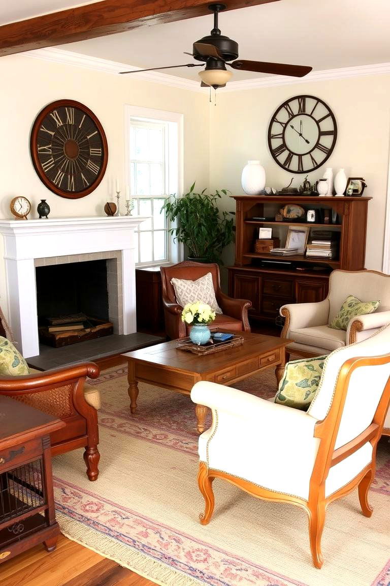 Incorporate Vintage Furniture Pieces - 24 Cottage Living Room Ideas