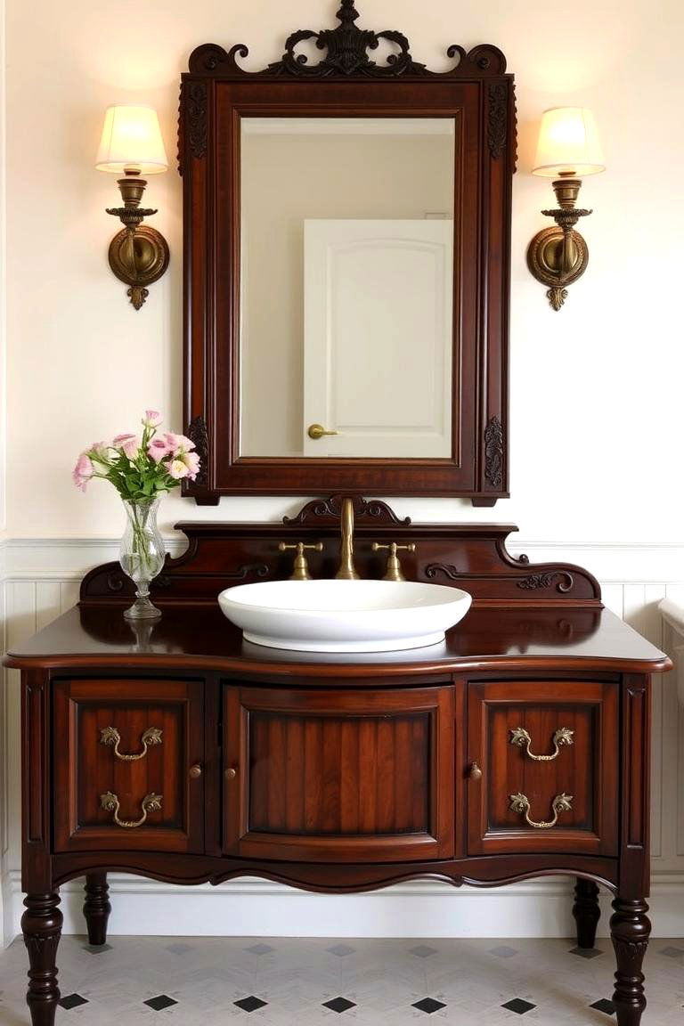 Incorporate Vintage Lighting Fixtures - 24 Vintage Bathroom Ideas