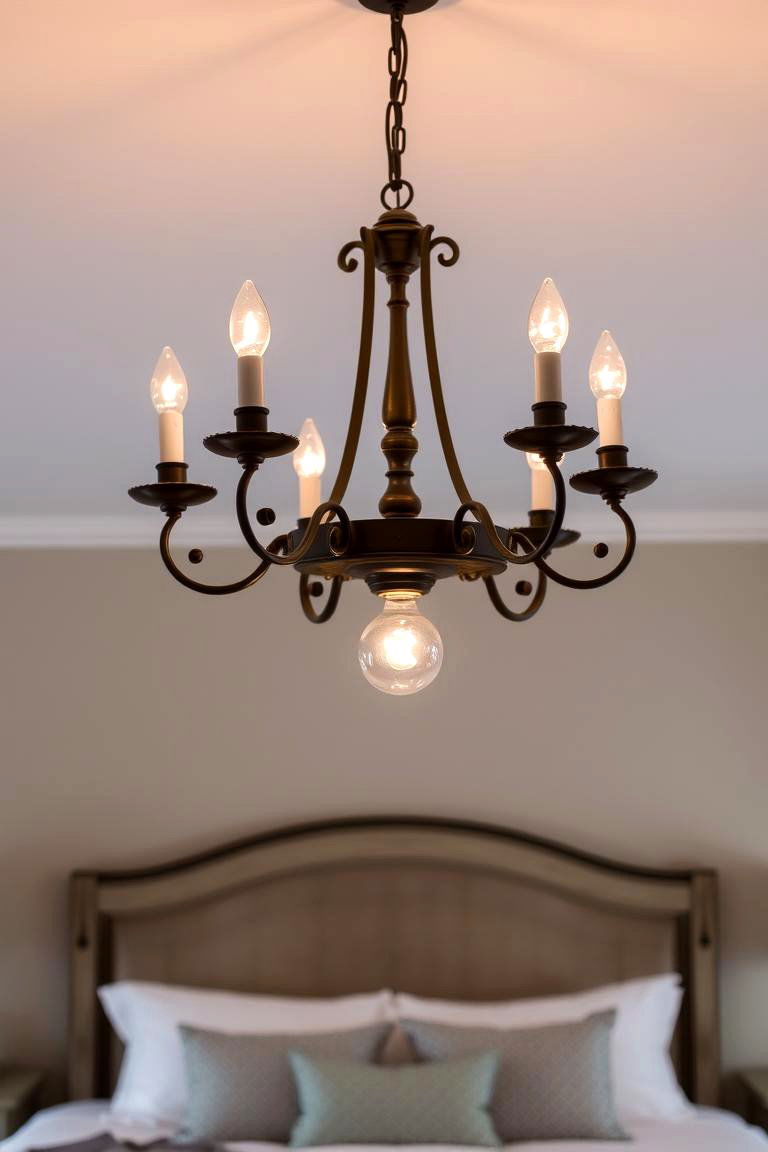 Incorporate Vintage Lighting Fixtures - 24 Farmhouse Bedroom Ideas