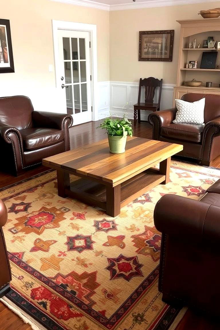 Incorporate Wooden Furniture with a Distressed Look - 24 Southwestern Living Room Ideas