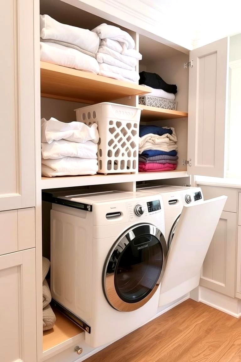 Incorporate a Built In Hamper System - 24 Laundry Room Storage Ideas