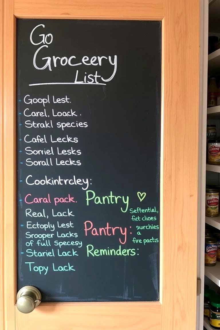 Incorporate a Chalkboard for Grocery Lists - 24 Larder Cupboard and Pantry Ideas for Your Kitchen