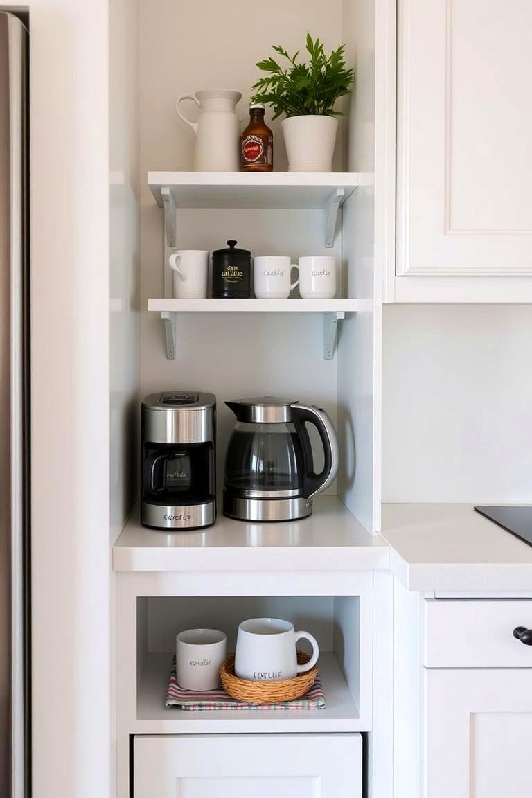 Incorporate a Compact Coffee Station - 24 Small White Kitchen Ideas