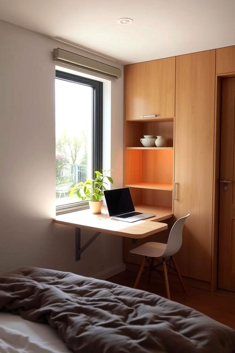 Incorporate a Fold Out Desk - 24 Small Guest Bedroom Ideas