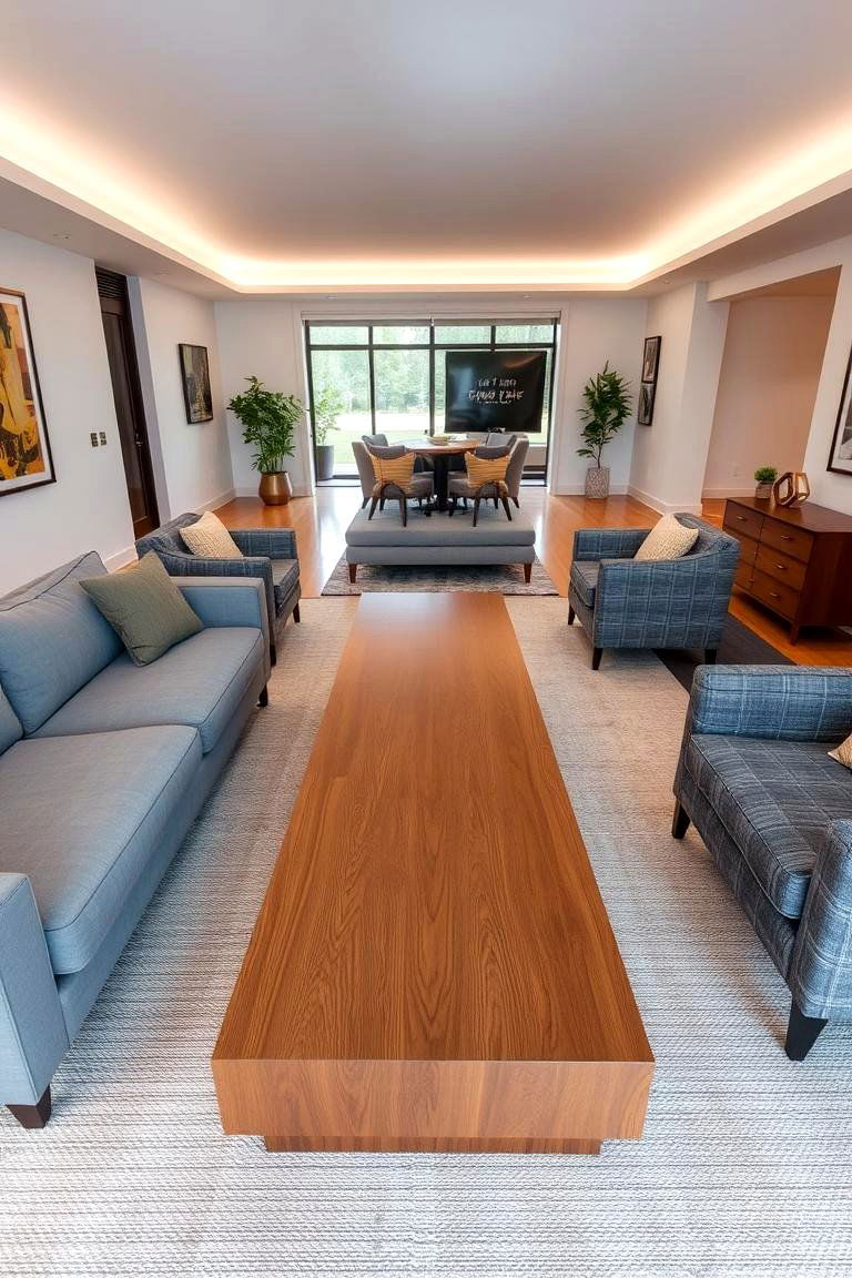 Incorporate a Long Coffee Table - 24 Long Living Room Ideas