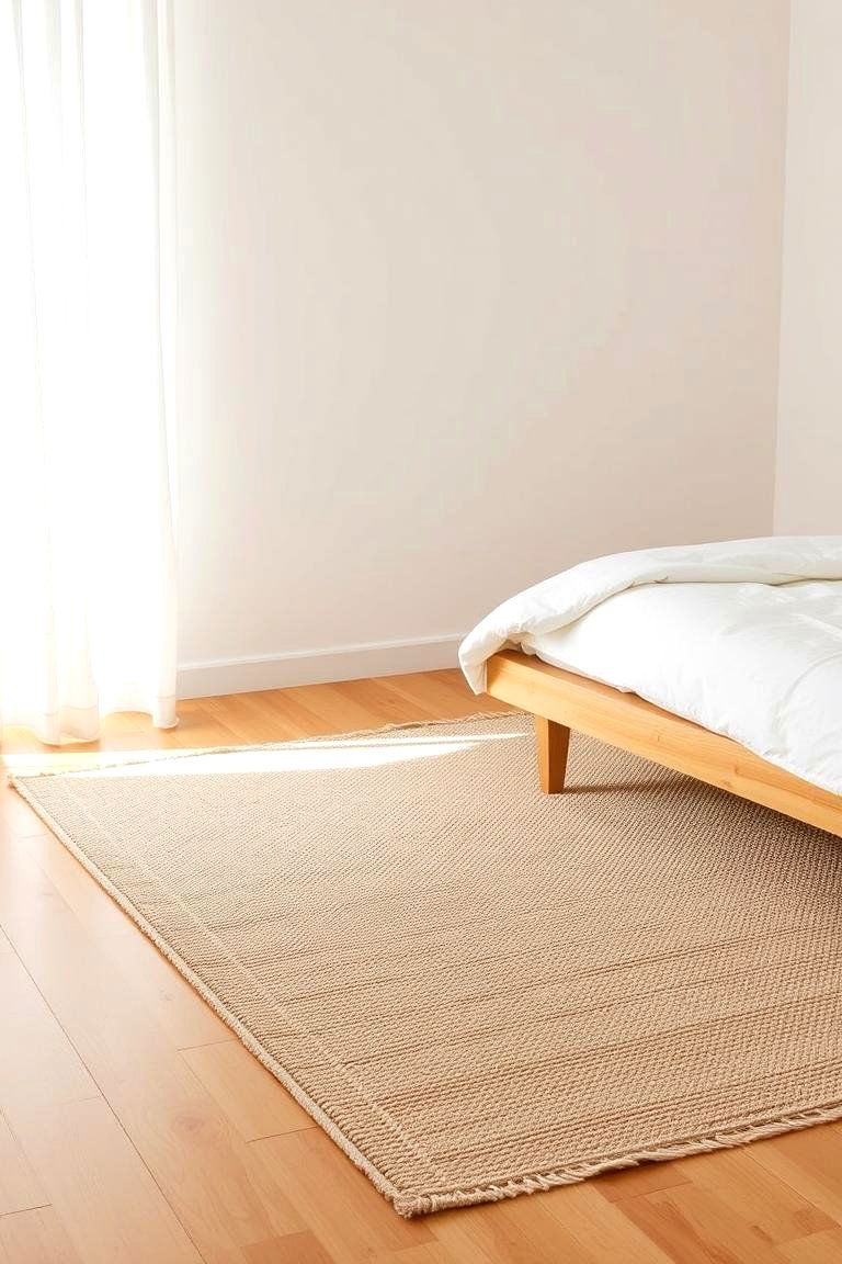Incorporate a Minimalist Rug - 24 Minimalist Bedroom Ideas