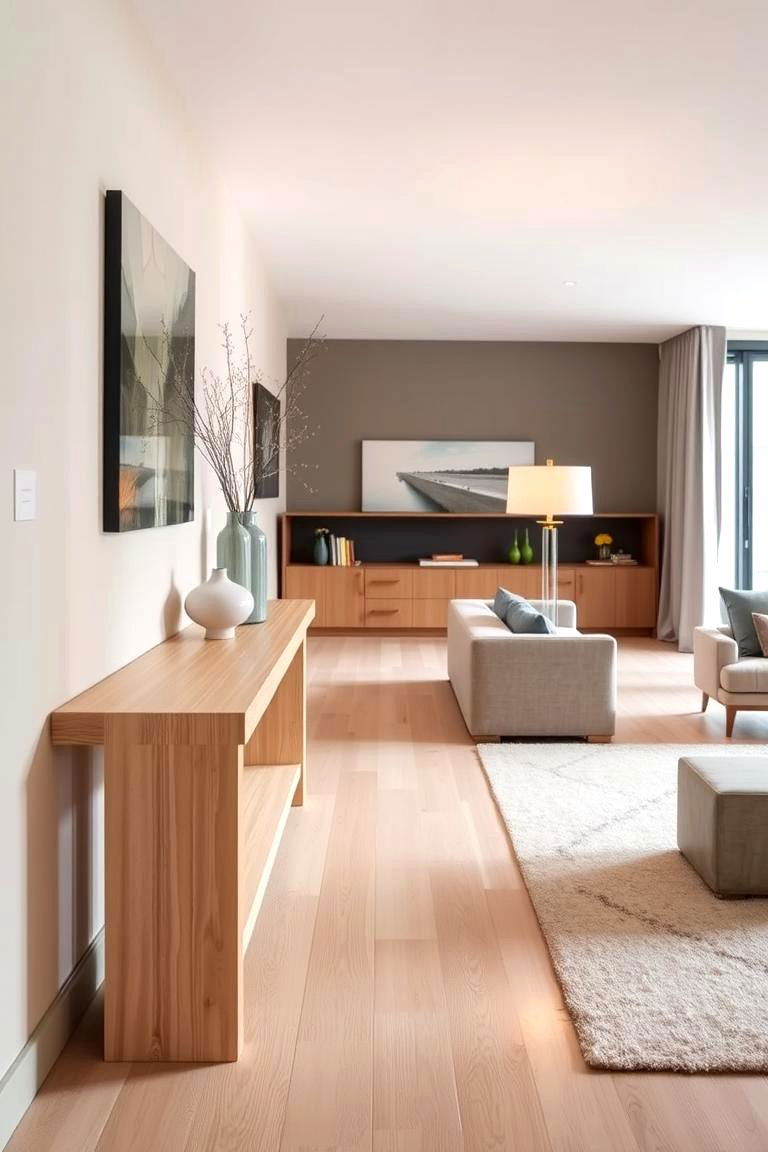Incorporate a Narrow Console Table - 24 Long Living Room Ideas