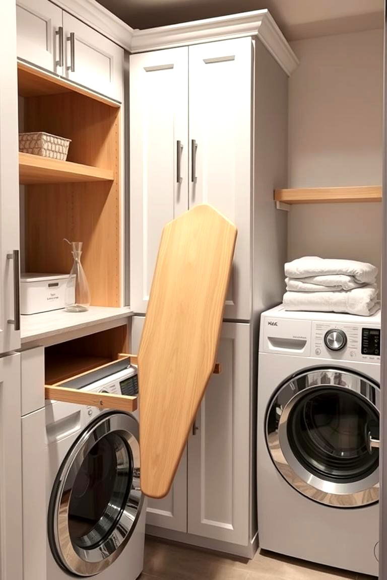 Incorporate a Pull Out Ironing Board - 24 Laundry Room Decor Ideas