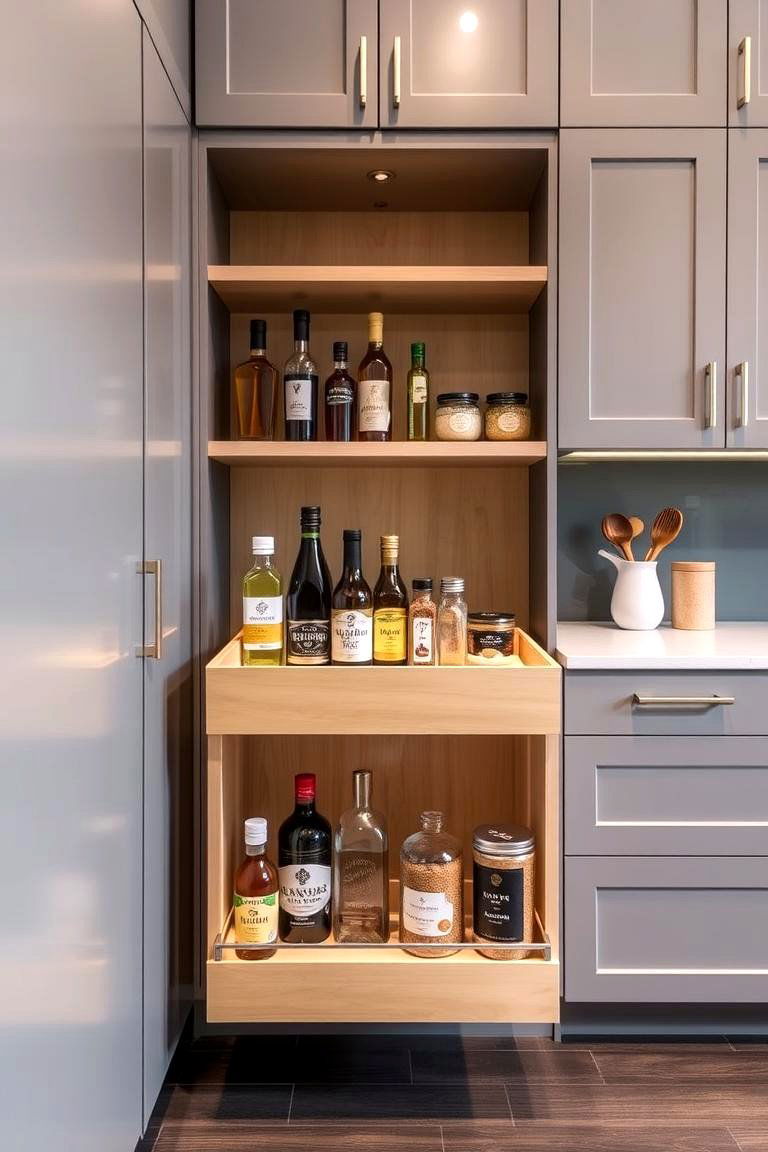 Incorporate a Pull Out Pantry for Hidden Storage - 24 Larder Cupboard and Pantry Ideas for Your Kitchen