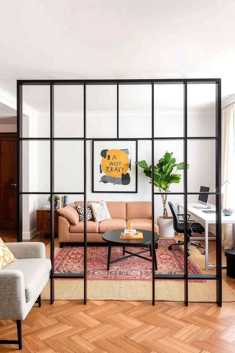 Incorporate a Room Divider - 24 Awkward Living Room Layout Ideas