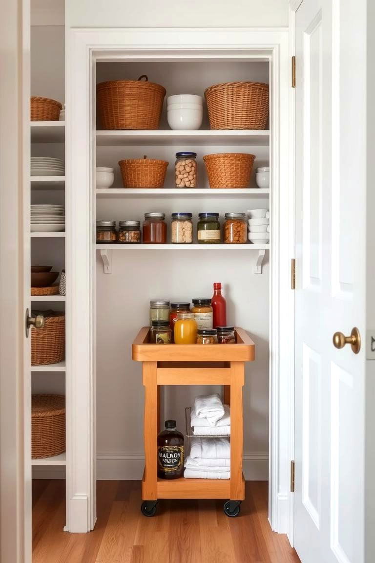 Incorporate a Small Rolling Cart - 24 Open Pantry Ideas