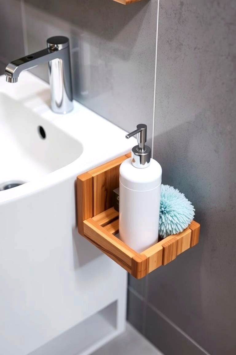 Incorporate a Small Stylish Sink Caddy - 24 Bathroom Counter Organization Ideas