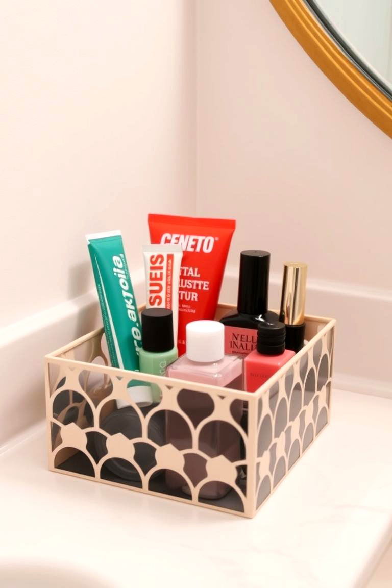 Incorporate a Storage Box for Miscellaneous Items - 24 Bathroom Counter Organization Ideas