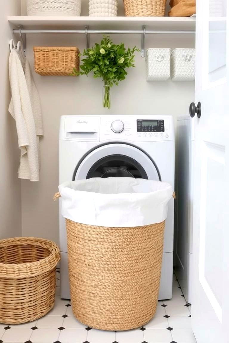Incorporate a Stylish Laundry Hamper - 24 White Laundry Room Ideas