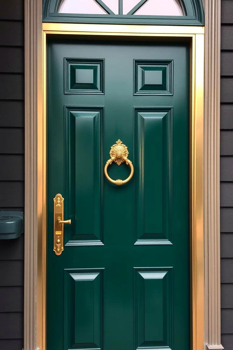 Incorporate a Touch of Gold for Royal Elegance - 24 Emerald Green Front Door Ideas