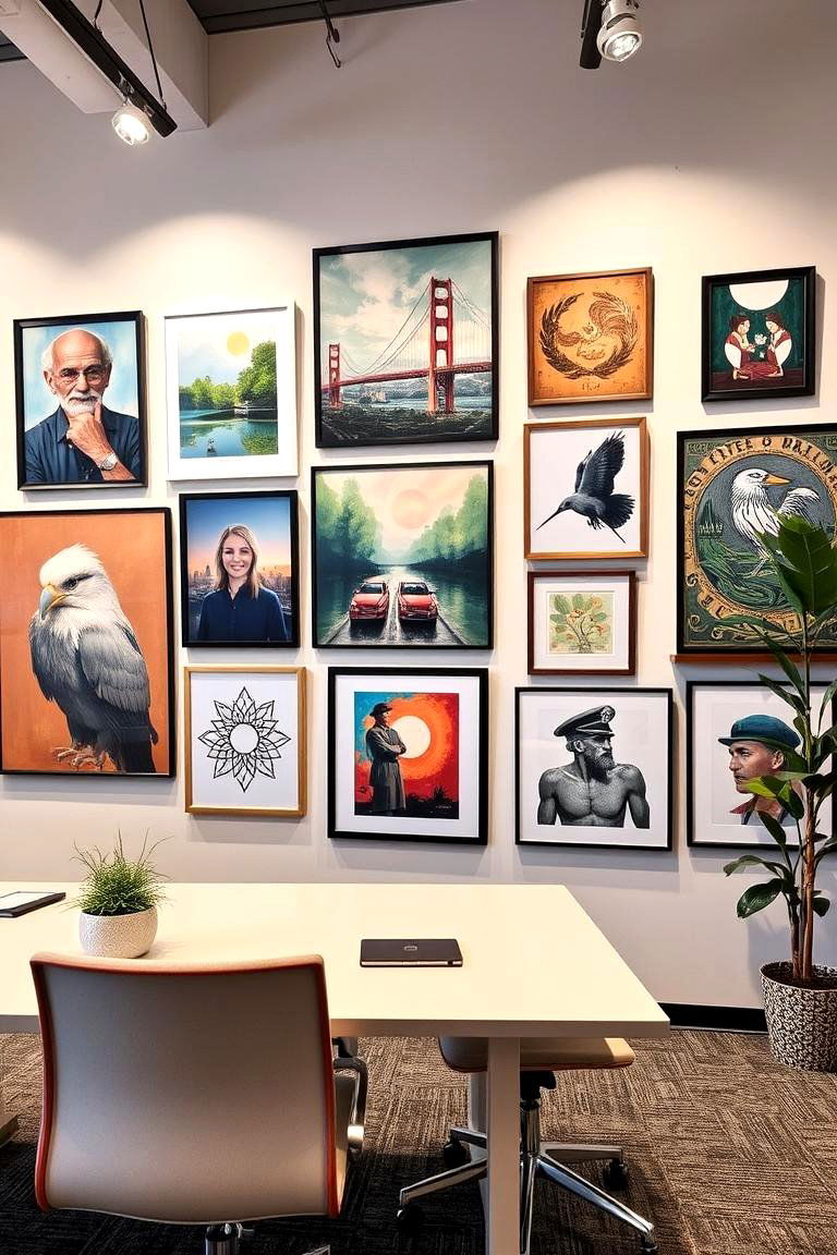 Incorporating Art Pieces - 24 Small Home Office Ideas
